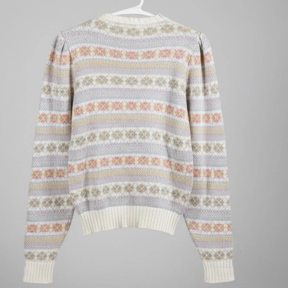 Fair Isle Style Hand Loom Scotland Woman’s Cozy Sweater Size Small Vintage EUC - Picture 3 of 11